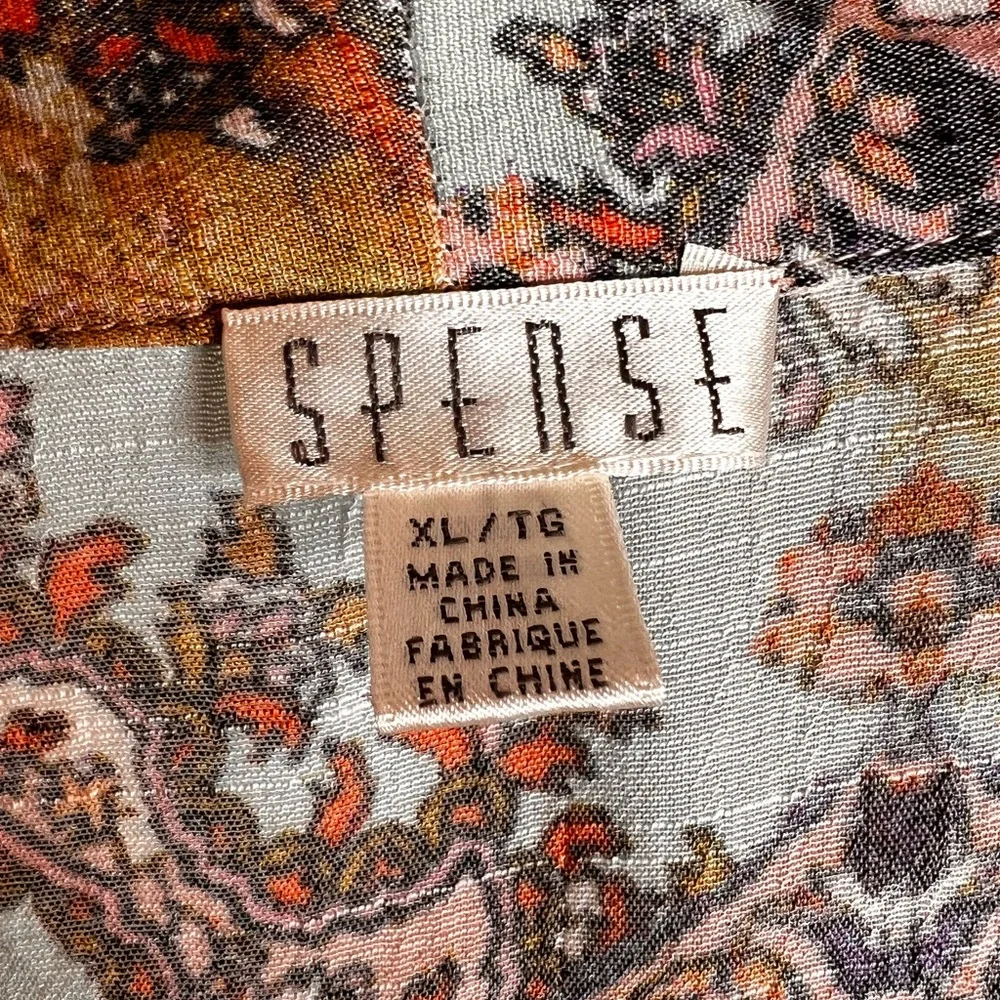 Spense Women’s Paisley Multicolor Boho Lace Trimmed Sleeves Accents Kimono SZ XL - Picture 2 of 11